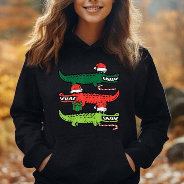 3 Christmas Crocodiles Santa Xmas Alligator Men Women Kids Unisex Hoodie