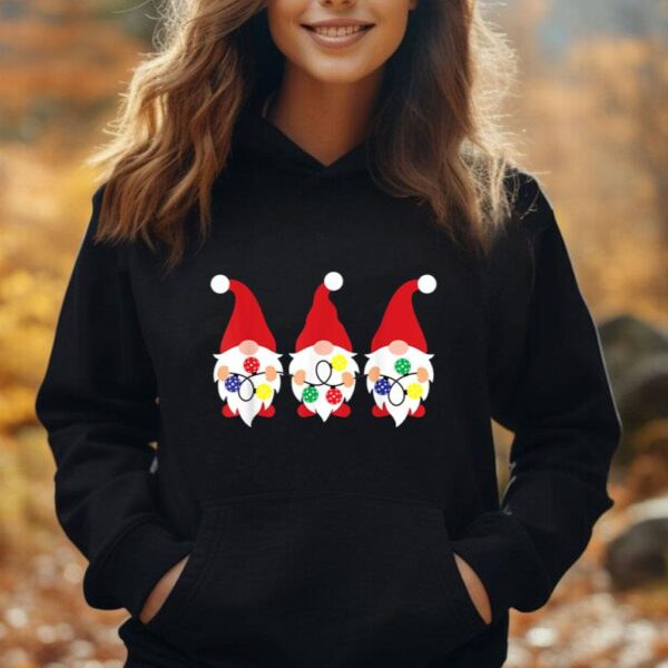 3 Christmas Gnome With Pickleball Christmas Lights Unisex Hoodie