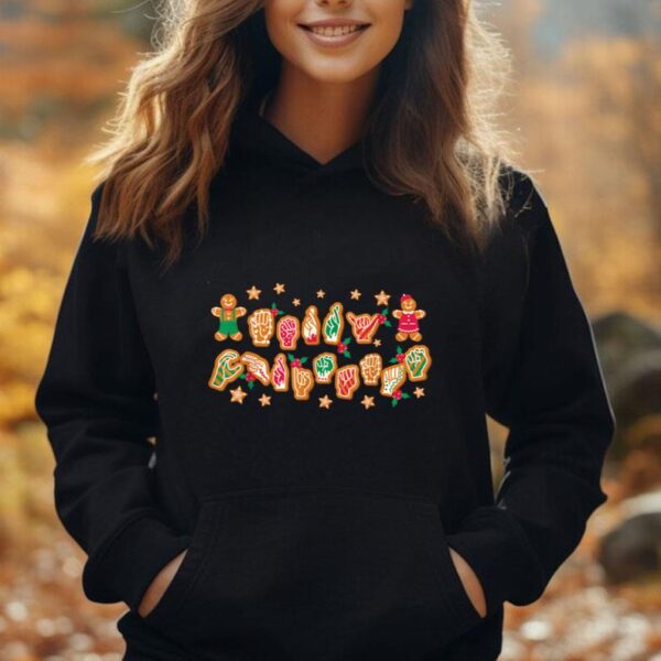 ASL Christmas American Sign Language Gingerbread Hands Deaf Unisex Hoodie