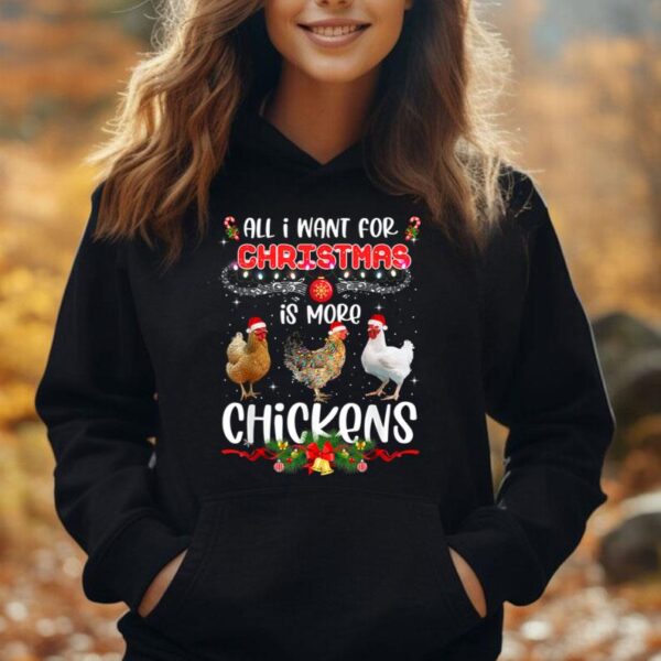 All I Want For Christmas Is More Chickens Santa Hat Lights Unisex Hoodie