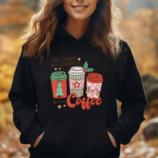 All I Want For Christmas Is More Coffee Retro Groovy Funny Unisex Hoodie