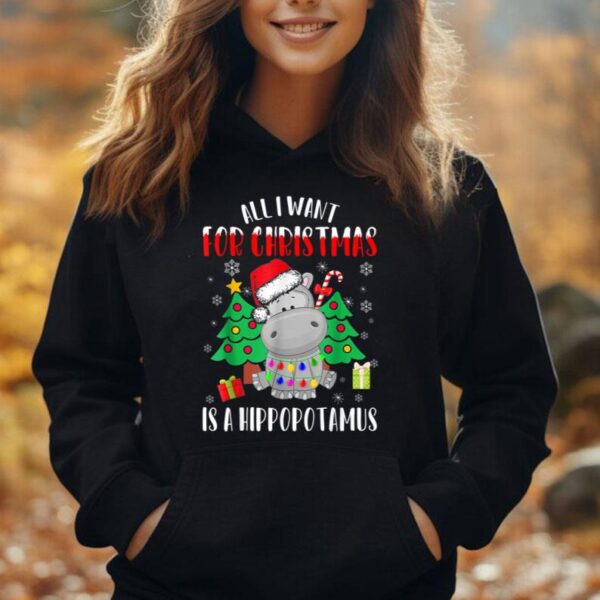 All I Want for Christmas is a Hippopotamus Buffalo Plaid Unisex Hoodie