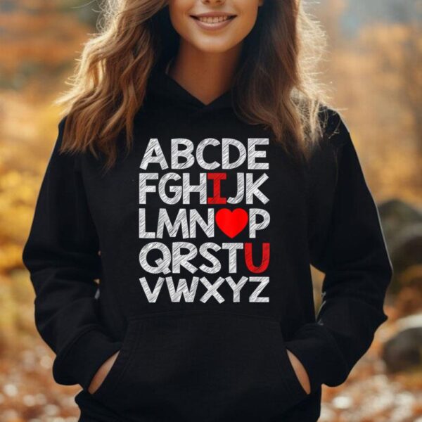 Alphabet ABC I Love You T Shirt Valentines Day Heart Gifts Unisex Hoodie