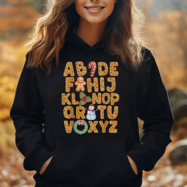 Alphabet Christmas Gingerbread Funny Xmas Holiday Teacher Unisex Hoodie