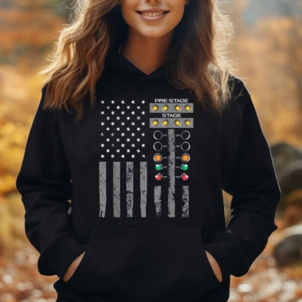 American Flag Drag Racing Strip Tree Light for Dragster Unisex Hoodie