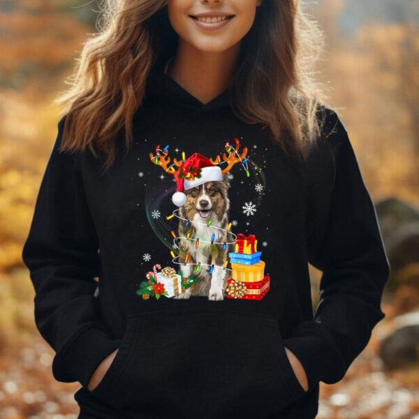 Australian Shepherd Christmas Tree Light Pajama Dog Xmas Unisex Hoodie