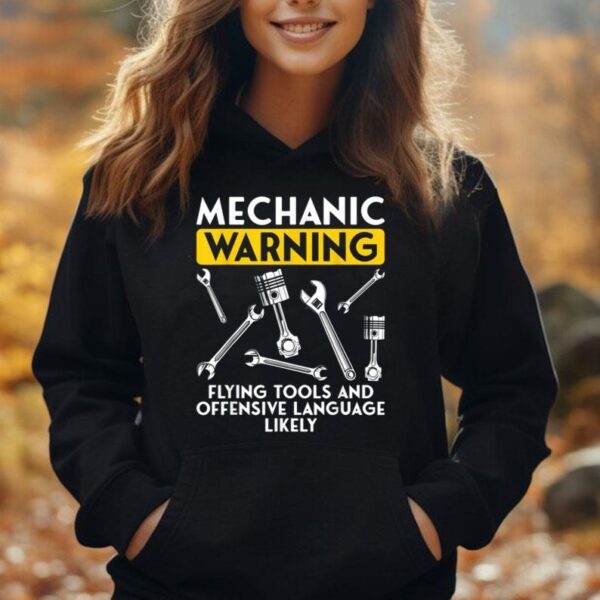 Auto Mechanic Warning Flying Tools & Offensive Language Unisex Hoodie