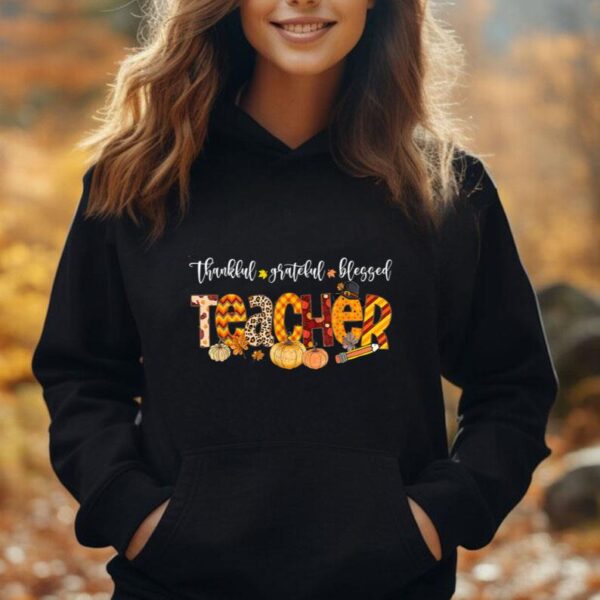 Autumn Fall Outfit Teacher Thankful Grateful Blessed Pumpkin Unisex Hoodie