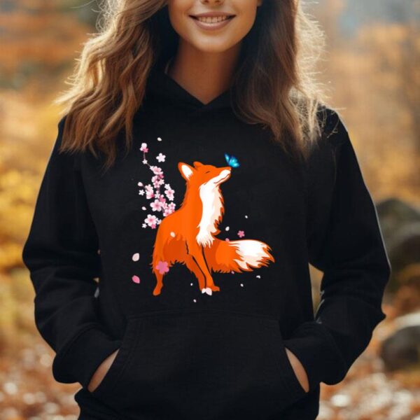 Awesome Fox Shirt Fox Japanese Flower Fox Lovers Gift Unisex Hoodie