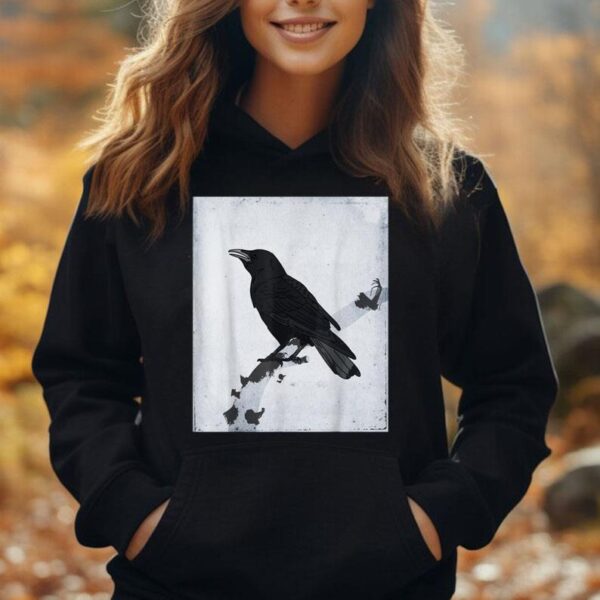 Awesome Japanese Art Shirt Woodblock Art Print Crow Raven Unisex Hoodie