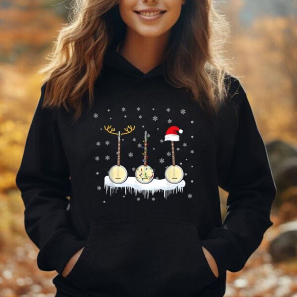 Banjo Christmas Tree With Santa Hat Xmas Unisex Hoodie