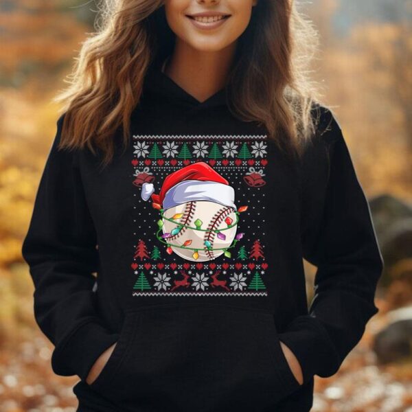 Baseball Christmas Ugly Sweater Funny Santa Sport Men Kids Unisex Hoodie