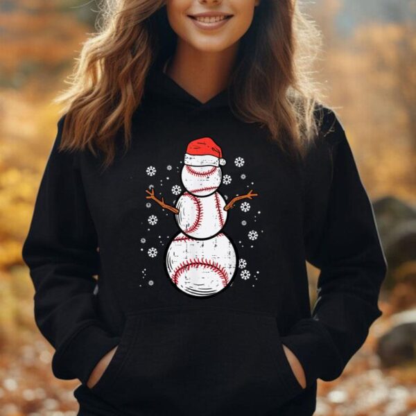 Baseball Snowman Xmas Christmas Sports Boys Men Women Kids Unisex Hoodie