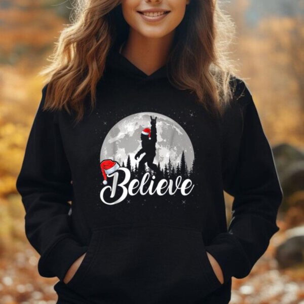 Believe Bigfoot Rock And Roll Santa Hat Sasquatch Christmas Unisex Hoodie