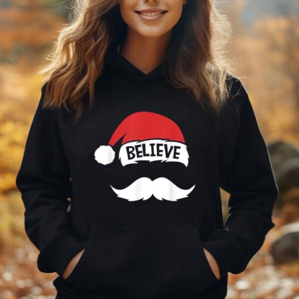 Believe Quote On Santa Hat Mustache Family Reunion Christmas Unisex Hoodie