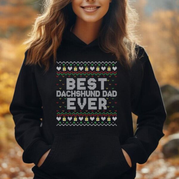 Best Dachshund Dad Ever Family Matching Ugly Xmas Sweaters Unisex Hoodie