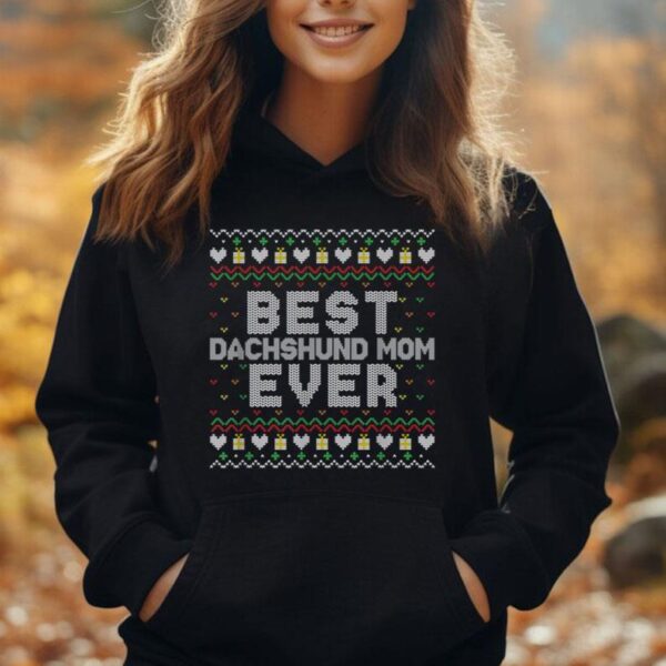 Best Dachshund Mom Ever Family Matching Ugly Xmas Sweaters Unisex Hoodie