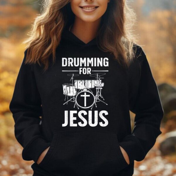 Best Drumming Art For Men Women Drummer Drum Drumming Jesus Unisex Hoodie