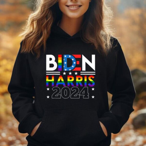 Biden Harris 2024 Rainbow Flag Gay Pride LGBT Democrat Unisex Hoodie