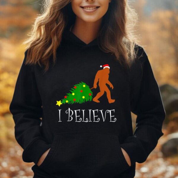 Bigfoot Christmas I Believe Festive Sasquatch Pajama Xmas T Unisex Hoodie