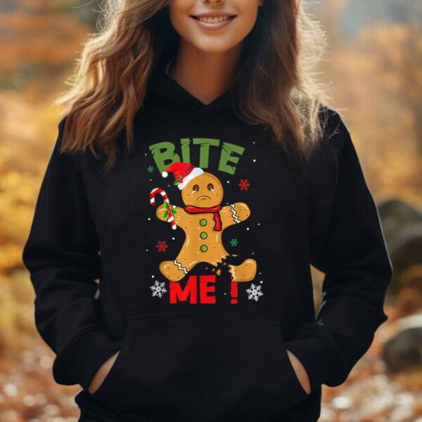 Bite Me Gingerbread Man Funny Cookie Christmas Gifts For Kid Unisex Hoodie