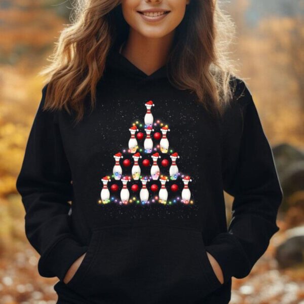 Bowling Lover Xmas Tree Lights Santa Bowling Christmas Unisex Hoodie