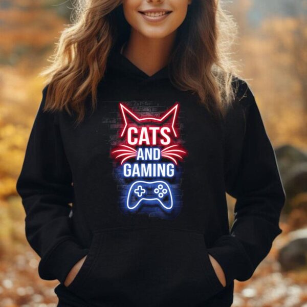 Cats And Gaming Funny Cat Lover Gaming Gamer Unisex Hoodie