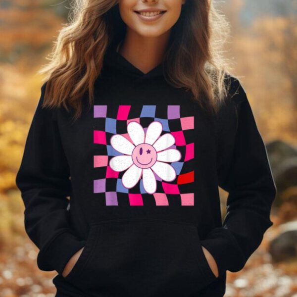 Checkered Smiling Happy Face Kidcore Aesthetic Daisy Unisex Hoodie