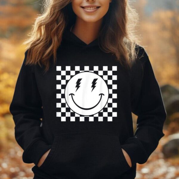 Checkered Smiling Happy Face Smile Hippie 70s Checkerboard Unisex Hoodie