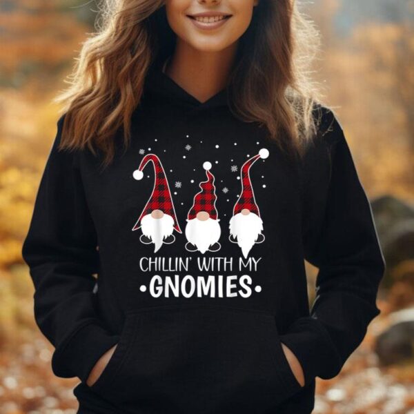 Chillin With My Gnomies Buffalo Plaid Gnome Christmas Pajama Unisex Hoodie