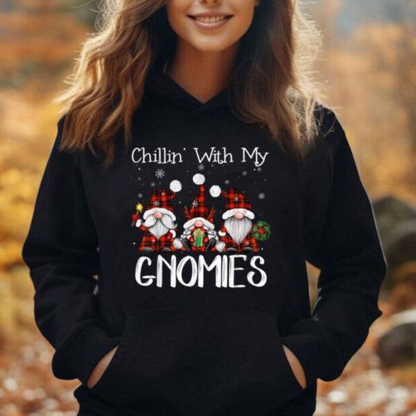 Chillin With My Gnomies Buffalo Red Plaid Christmas Gnome Unisex Hoodie