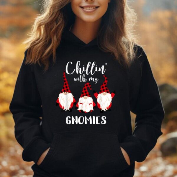 Chillin With My Gnomies Red Buffalo Plaid Xmas Pajama Family Unisex Hoodie