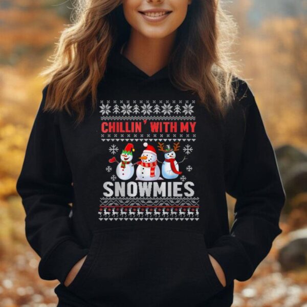 Chillin' With My Snowmies Ugly Christmas Snowman Sweater Unisex Hoodie