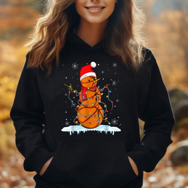 Christmas Basketball Snowman Santa Xmas Lights For Boys Men Unisex Hoodie