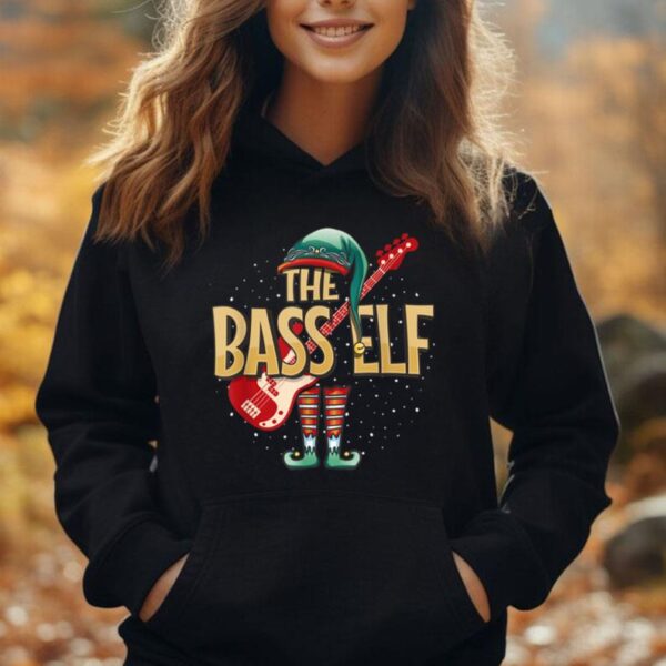 Christmas Bass Guitar Elf for Bassist Musician Unisex Hoodie