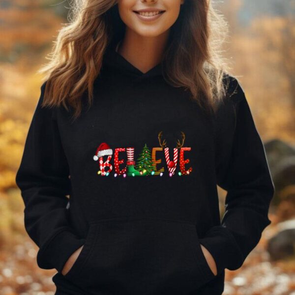 Christmas Believe Santa Hat Elf Xmas Tree Antlers Boys Girls Unisex Hoodie