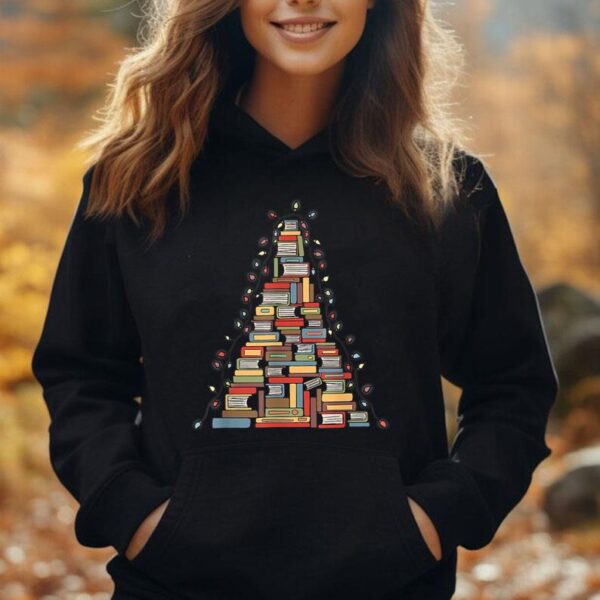 Christmas Library Tree Librarian Book Lover Unisex Hoodie