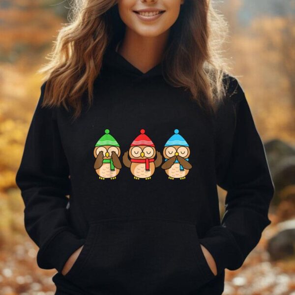 Christmas Owl Lover Women Winter Birds Cute Owl Unisex Hoodie