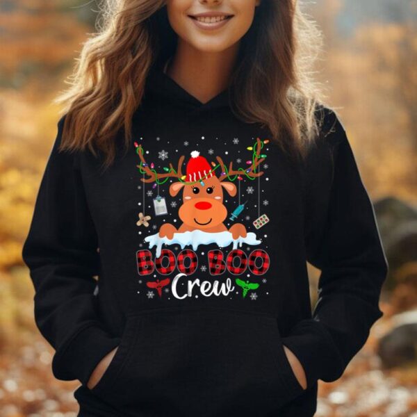 Christmas Reindeer Boo Boo Crew Nurse Buffalo Plaid Xmas Unisex Hoodie