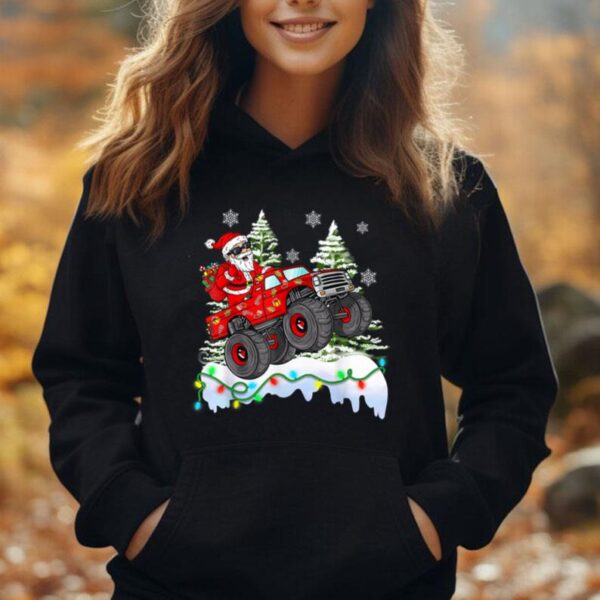 Christmas Santa Claus Riding Monster Truck Funny Christmas Unisex Hoodie