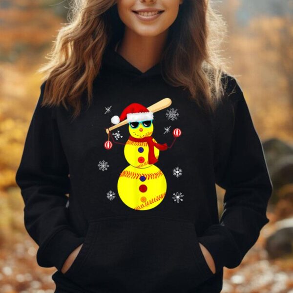 Christmas Softball Bat Snowman Santa Snowflake Girls Youth Unisex Hoodie