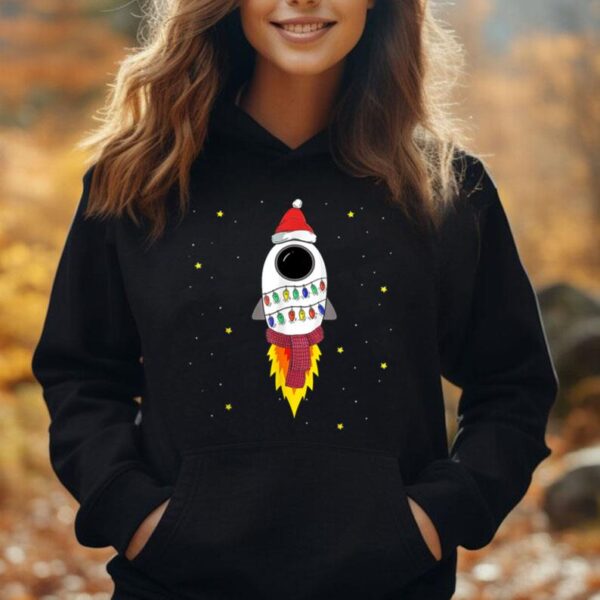 Christmas Space Rocket Pajama Top Santa Space Themed Unisex Hoodie