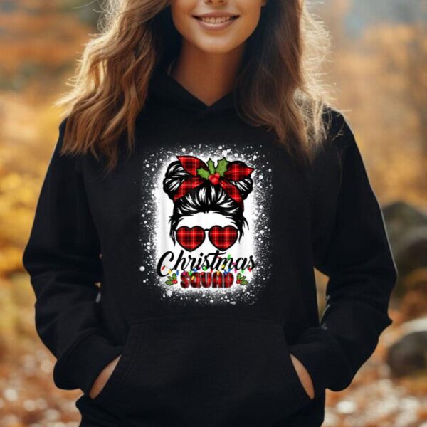 Christmas Squad Xmas Plaid Messy Bun Bleached Girl Women Pjs Unisex Hoodie