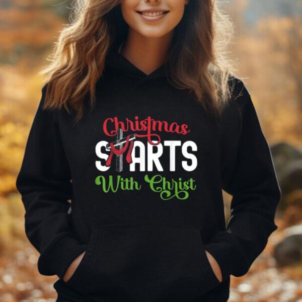 Christmas Starts With Christ Christian Cross Jesus Unisex Hoodie