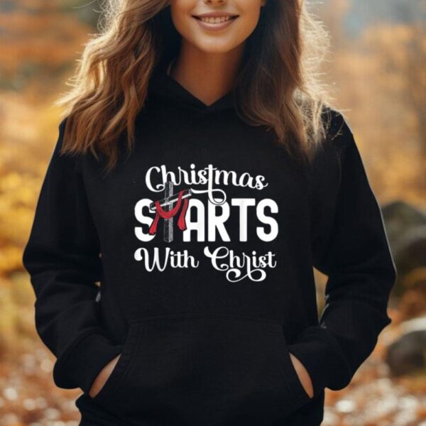 Christmas Starts With Christ Cross Jesus Christian Unisex Hoodie