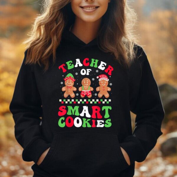 Christmas Teacher Of Smart Cookies Gingerbread Crew Groovy Unisex Hoodie