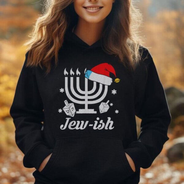 Christmas Ugly Hanukkah Xmas menorah Santa hat Jew-ish Unisex Hoodie