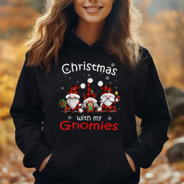 Christmas With My Gnomies Buffalo Red Plaid Gnome for Family Unisex Hoodie