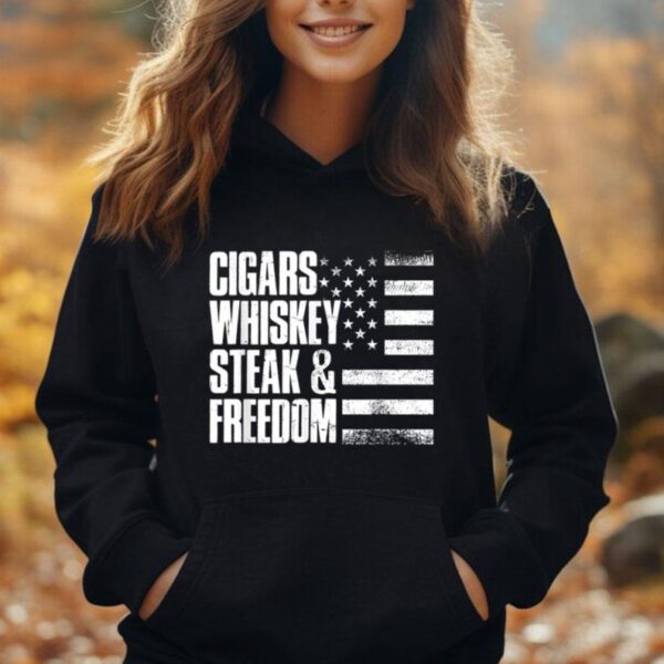 Cigar Whiskey Steak Freedom America Flag Lover Unisex Hoodie