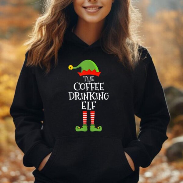 Coffee drinking elf funny christmas matching family pajama Unisex Hoodie